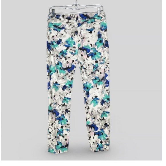 Not Your Daughter Designer Floral Blue Straight Ankle Jeans Tummy Tuck Tech 12 - Picture 5 of 5